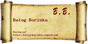 Balog Boriska névjegykártya